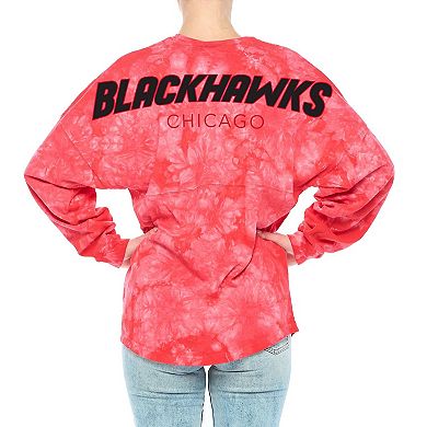 Women's Fanatics Branded Red Chicago Blackhawks Crystal-Dye Long Sleeve T-Shirt