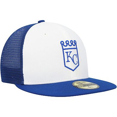 Men's New Era White/Blue Kansas City Royals 2023 On-Field Batting Practice 59FIFTY Fitted Hat