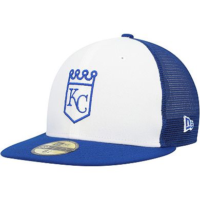 Men's New Era White/Blue Kansas City Royals 2023 On-Field Batting Practice 59FIFTY Fitted Hat