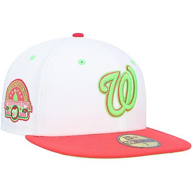 Men's New Era White/Coral Washington Nationals  Robert F. Kennedy Memorial Stadium Strawberry Lolli 59FIFTY Fitted Hat