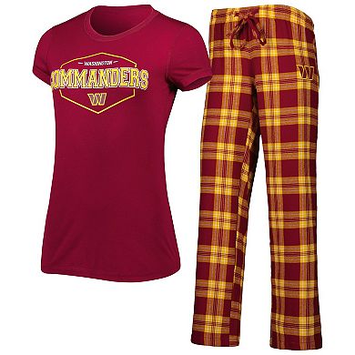 Women's Concepts Sport Burgundy/Gold Washington Commanders Plus Size Badge T-Shirt & Pants Sleep Set