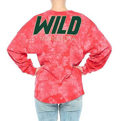 Women's Fanatics Branded Red Minnesota Wild Crystal-Dye Long Sleeve T-Shirt