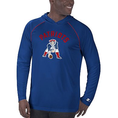 Men's Starter Navy New England Patriots Vintage Logo Raglan Hoodie T-Shirt