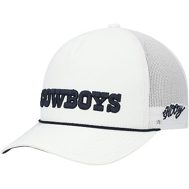 Men's HOOey White Dallas Cowboys Wordmark Rope Trucker Snapback Hat