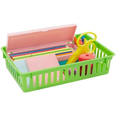 Classroom Storage Bins Baskets, Small Plastic Organizer (10.25 x 6.5 In, 8 Pack)