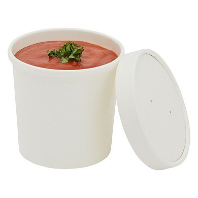 12 oz To Go Soup Containers with Lids, Disposable Paper Bowls (50 Pack, White)