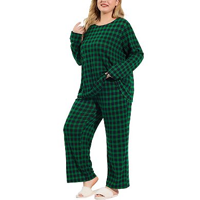 Women's Plus Size Winter Warm Plaid Christmas Pajama Sets