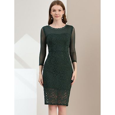 Women's 3/4 Elegant Lace Knee Length Dresses