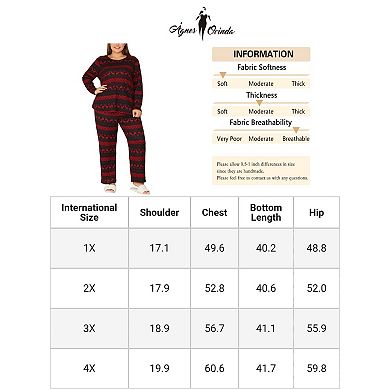 Women's Plus Size Long Sleeve Christmas Pattern Pajama Set