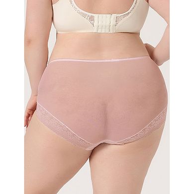 Women's Lace High Waist Solid Color Triangle Elastic Panties 1 Pack