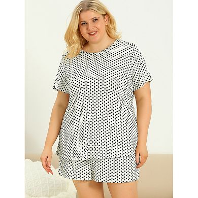 Women's Plus Size Short Sleeve Polka Dots Nightwear Pajamas Set
