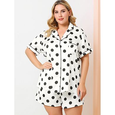 Women's Plus Size Fashion Short Sleeve Polka Dots Pajama Set