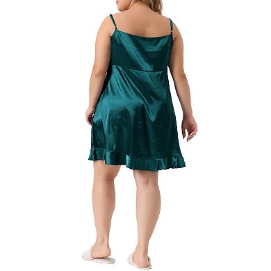 Womens Plus Size Lace Nightgown Satin Chemise Lingerie Dress V Neck Sleepwear