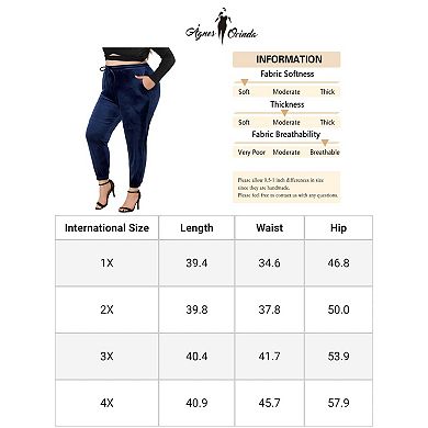 Women's Plus Size Elastic Waist Self Tie Fall Velet Pants