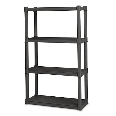 Sterilite Plastic Indoor Outdoor 4 Shelf Durable Shelving Unit, Gray, 2 Pack