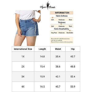 Women's Plus Size Jean Short Frayed Trim Stretched Distressed Denim Shorts