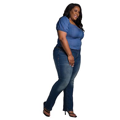 Nova Women's Plus Size Curvy Fit Mid Rise Slim Boot Jean