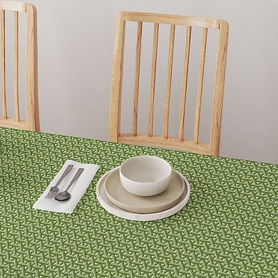 Round Tablecloth, 100% Polyester, 60" Round, Intertwined Green Wicker