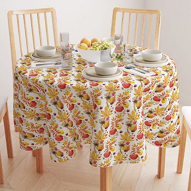 Round Tablecloth, 100% Polyester, 70" Round, Fall Time Fruits & Leaves