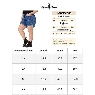 Women's Plus Size Denim Shorts Distressed Raw Hem Denim Shorts