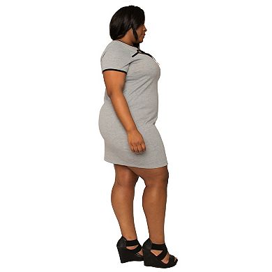 Melody Women's Plus Size Front Cutout Neck Casual Sports Mini Dress