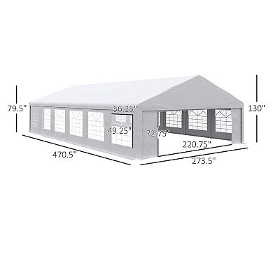 Outsunny 39 x 23ft Party Tent & Carport, Large Outdoor Canopy Tent with Removable Sidewalls and Windows, White Tents for Parties, Wedding and Events