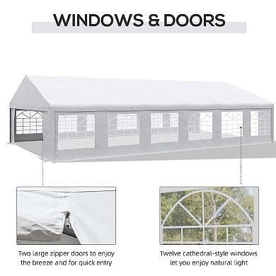 Outsunny 39 x 23ft Party Tent & Carport, Large Outdoor Canopy Tent with Removable Sidewalls and Windows, White Tents for Parties, Wedding and Events