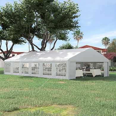 Outsunny 39 x 23ft Party Tent & Carport, Large Outdoor Canopy Tent with Removable Sidewalls and Windows, White Tents for Parties, Wedding and Events