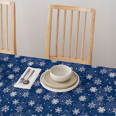 Rectangular Tablecloth, 100% Polyester, 60x84", Winter Blue Snowflakes
