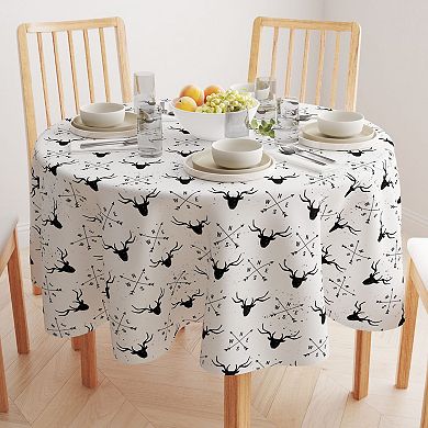 Round Tablecloth, 100% Polyester, 90" Round, Deer & Arrows