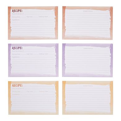 Double-Sided 4 x 6 Recipe Cards for Cooking and Kitchen, Watercolor Design (60 Pack)