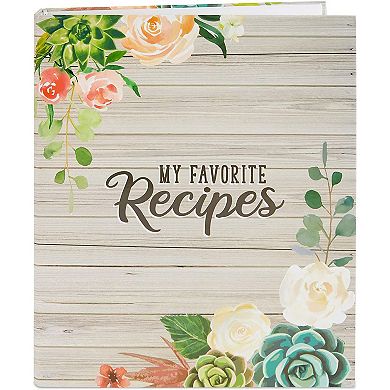 3 Ring Recipe Binder with Dividers, Pockets, Stickers (10 x 11.5 in.)