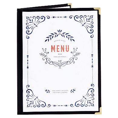 12 Pack 4-View Restaurant Menu Holder, 8.5 x 11 Clear Double Panel Cover Sleeves with Metal Corners, Letter Size