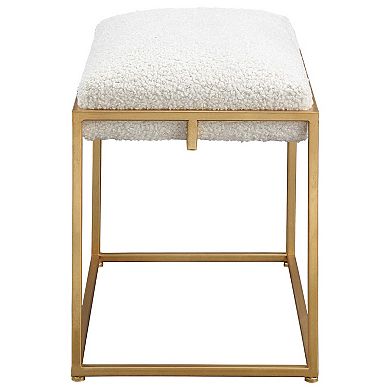 Uttermost Paradox Small Gold & White Faux-Shearling Bench