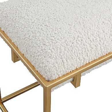 Uttermost Paradox Small Gold & White Faux-Shearling Bench