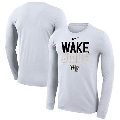Nike  White Wake Forest Demon Deacons On Court Bench Long Sleeve T-Shirt