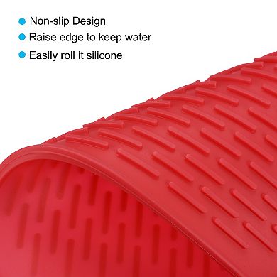 2 Pcs 8.5" x 6" Sink Drain Pad 2 Colors Silicone Dish Drying Mat Set