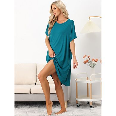 Womens Sleepwear Soft Pajama Batwing Sleeve Nightshirt Lounge Dress Nightgown