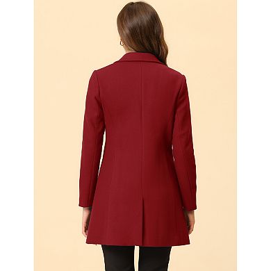 Women's Classic Notched Lapel Long Sleeves Long Overcoat