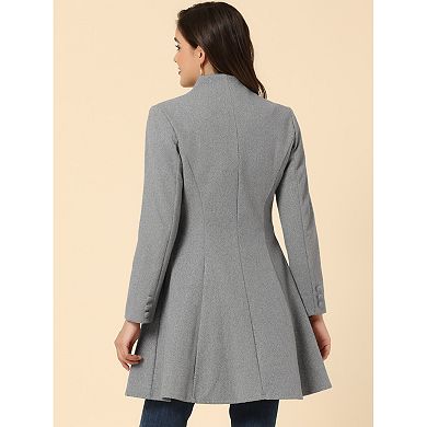 Women's Winter A-Line Long Sleeve Single Breasted Peplum Hem Long Coat