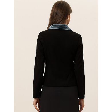 Women's Contrast Turn Down Collar Pocket Single Breasted Winter Peacoat