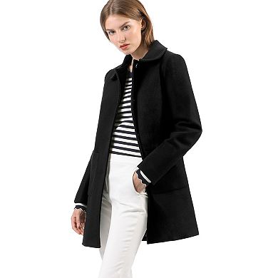 Women's Turn Down Collar Single Breasted Winter Mid Length Overcoat