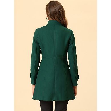 Women's Stand Collar Long Sleeves Double Breasted Trendy Winter Coat