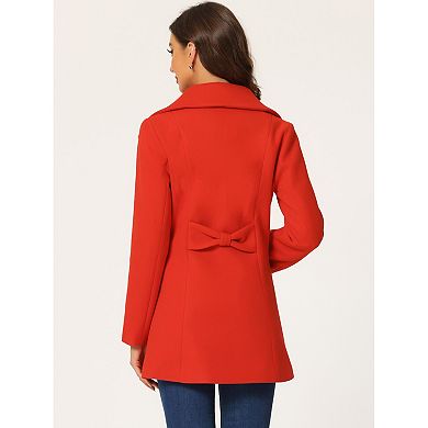 Women's Turn-down Collar Single Breasted Outwear Winter Coat With Pockets