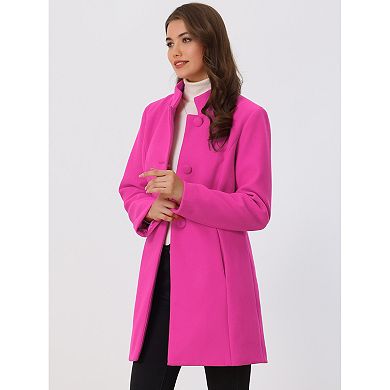 Women's Winter Stand Collar Long Sleeve Single Breasted Long Overcoat