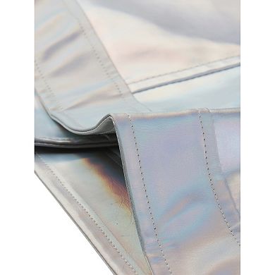 Women's Holographic Shiny Zipper Biker Metallic Jackets