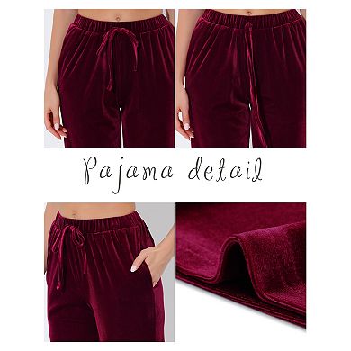 Women's Pajama Bottoms Velvet Sleepwear Trousers Wide Leg Lounge Pants