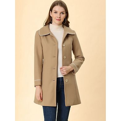 Women's Winter Elegant Contrast Color Lapel Collar Long Trench Coat