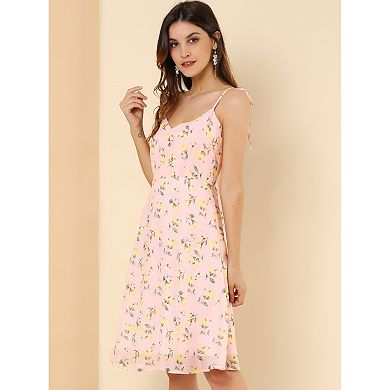 Women's Spaghetti Strap Dress Sleeveless Floral Sundress
