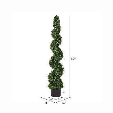 Vickerman 6' Artificial Potted Green Boxwood Spiral Tree